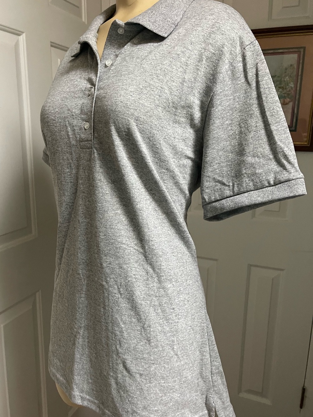 Jerzees Heather Gray 4 Button Collared Polo Shirt - Picture 3 of 13